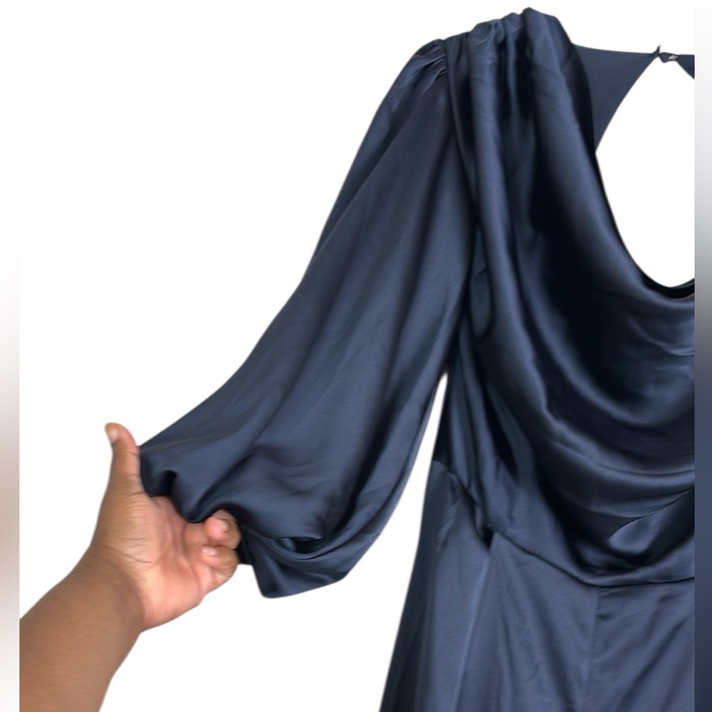 Elegant Navy Blue Evening Pant Suit Sz UK 10 Navy Blue Lined - Picture 8 of 15
